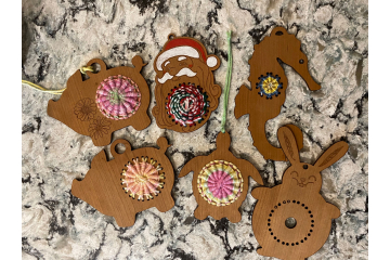 Weaving on the Wood Ornaments