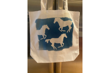 Cyanotype tote Bag Three Horses