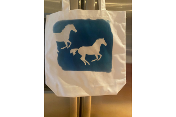 Cyanotype tote Bag Two Horses